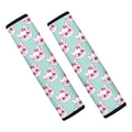 Girly Cat With Glasses Pattern Print Car Seat Belt Covers