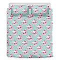Girly Cat With Glasses Pattern Print Duvet Cover Bedding Set