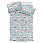 Girly Cat With Glasses Pattern Print Duvet Cover Bedding Set
