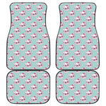 Girly Cat With Glasses Pattern Print Front and Back Car Floor Mats