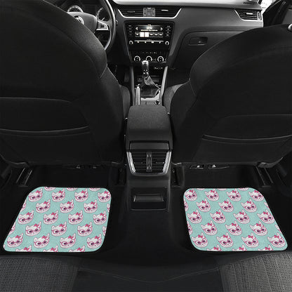 Girly Cat With Glasses Pattern Print Front and Back Car Floor Mats