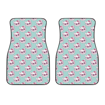 Girly Cat With Glasses Pattern Print Front Car Floor Mats