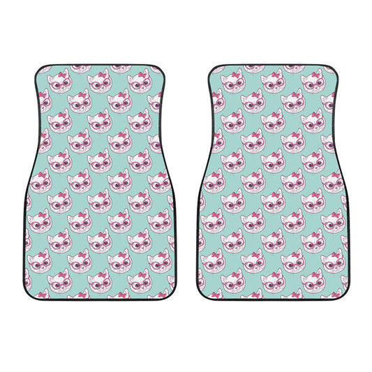 Girly Cat With Glasses Pattern Print Front Car Floor Mats