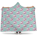 Girly Cat With Glasses Pattern Print Hooded Blanket