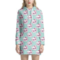 Girly Cat With Glasses Pattern Print Pullover Hoodie Dress