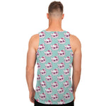 Girly Cat With Glasses Pattern Print Men's Tank Top