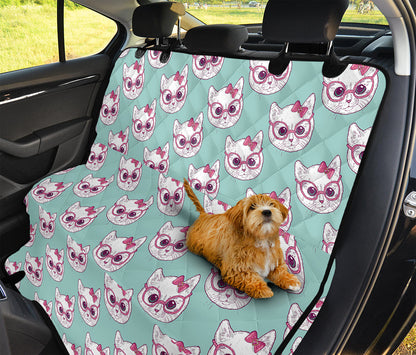 Girly Cat With Glasses Pattern Print Pet Car Back Seat Cover