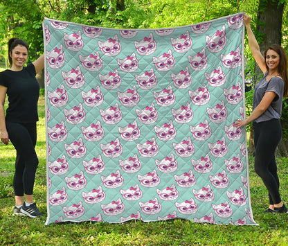 Girly Cat With Glasses Pattern Print Quilt