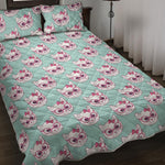 Girly Cat With Glasses Pattern Print Quilt Bed Set