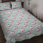 Girly Cat With Glasses Pattern Print Quilt Bed Set