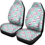 Girly Cat With Glasses Pattern Print Universal Fit Car Seat Covers