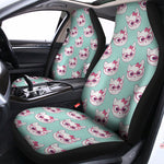 Girly Cat With Glasses Pattern Print Universal Fit Car Seat Covers
