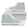 Girly Cat With Glasses Pattern Print White High Top Sneakers