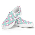 Girly Cat With Glasses Pattern Print White Slip On Sneakers