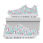 Girly Cat With Glasses Pattern Print White Sneakers