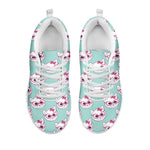 Girly Cat With Glasses Pattern Print White Sneakers