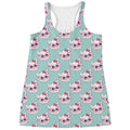 Girly Cat With Glasses Pattern Print Women's Racerback Tank Top