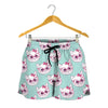 Girly Cat With Glasses Pattern Print Women's Shorts