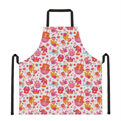 Girly Elephant And Hamsa Pattern Print Apron