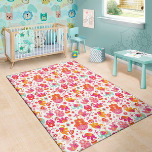 Girly Elephant And Hamsa Pattern Print Area Rug