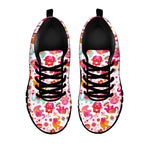 Girly Elephant And Hamsa Pattern Print Black Sneakers