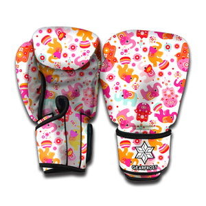 Girly Elephant And Hamsa Pattern Print Boxing Gloves