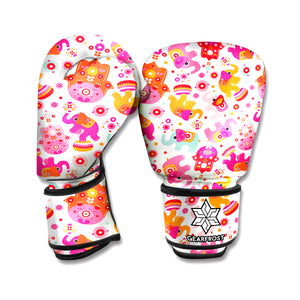 Girly Elephant And Hamsa Pattern Print Boxing Gloves