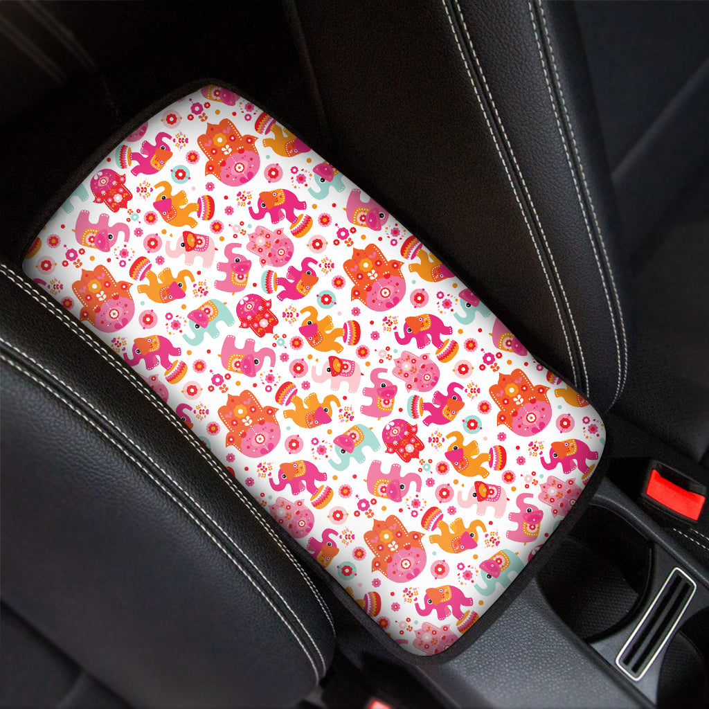 Girly Elephant And Hamsa Pattern Print Car Center Console Cover