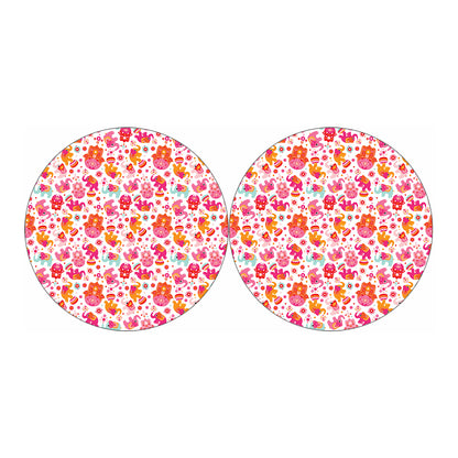 Girly Elephant And Hamsa Pattern Print Car Coasters