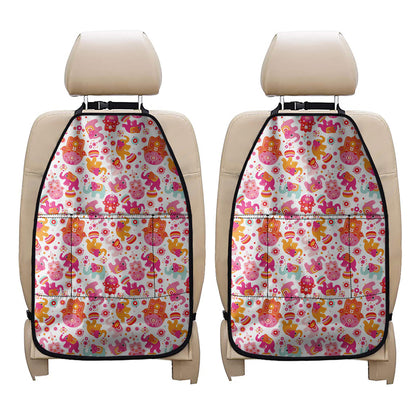 Girly Elephant And Hamsa Pattern Print Car Seat Organizers