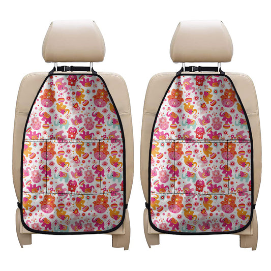 Girly Elephant And Hamsa Pattern Print Car Seat Organizers