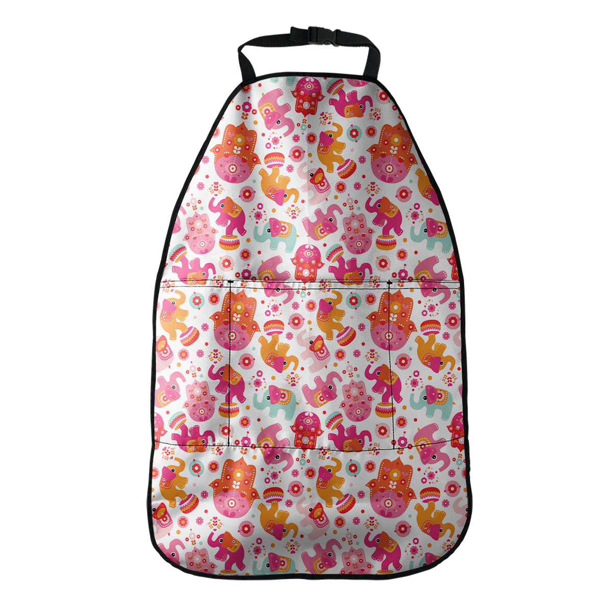 Girly Elephant And Hamsa Pattern Print Car Seat Organizers