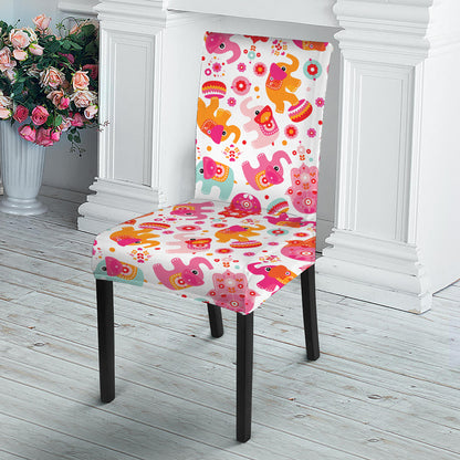 Girly Elephant And Hamsa Pattern Print Dining Chair Slipcover