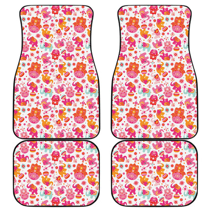 Girly Elephant And Hamsa Pattern Print Front and Back Car Floor Mats