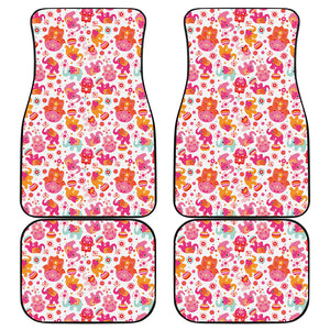 Girly Elephant And Hamsa Pattern Print Front and Back Car Floor Mats