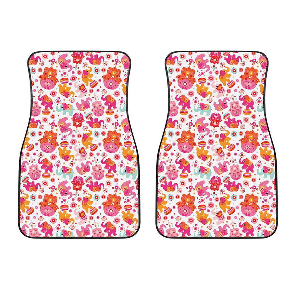 Girly Elephant And Hamsa Pattern Print Front Car Floor Mats