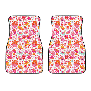 Girly Elephant And Hamsa Pattern Print Front Car Floor Mats