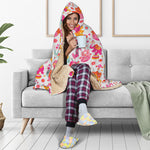 Girly Elephant And Hamsa Pattern Print Hooded Blanket