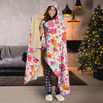 Girly Elephant And Hamsa Pattern Print Hooded Blanket