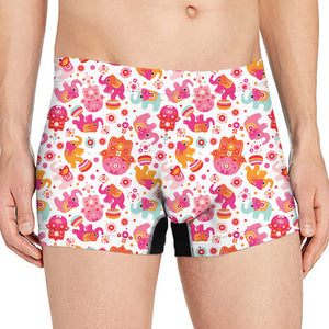 Girly Elephant And Hamsa Pattern Print Men's Boxer Briefs