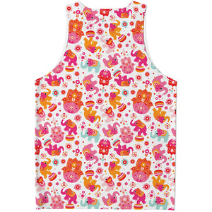 Girly Elephant And Hamsa Pattern Print Men's Tank Top