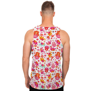 Girly Elephant And Hamsa Pattern Print Men's Tank Top