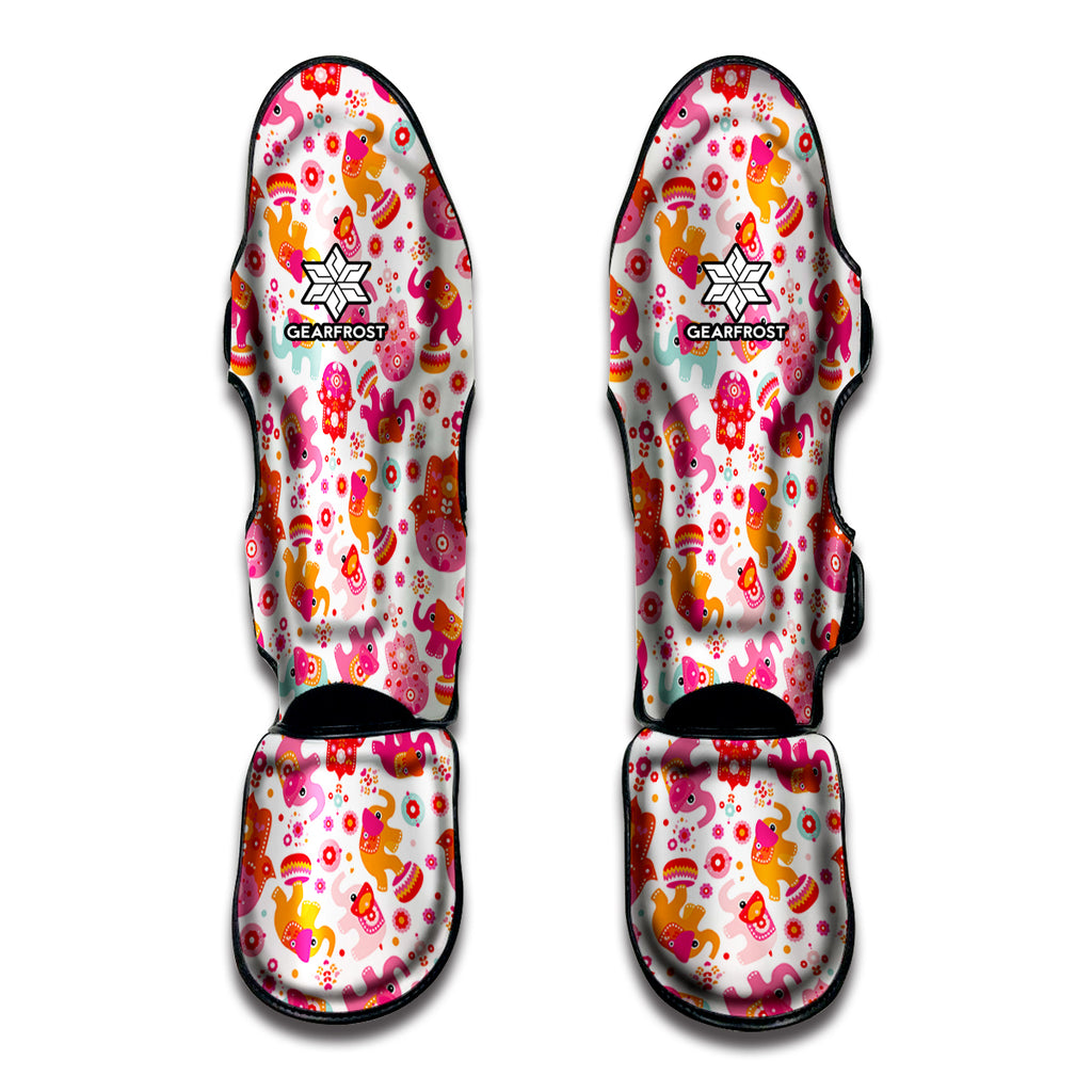 Girly Elephant And Hamsa Pattern Print Muay Thai Shin Guard