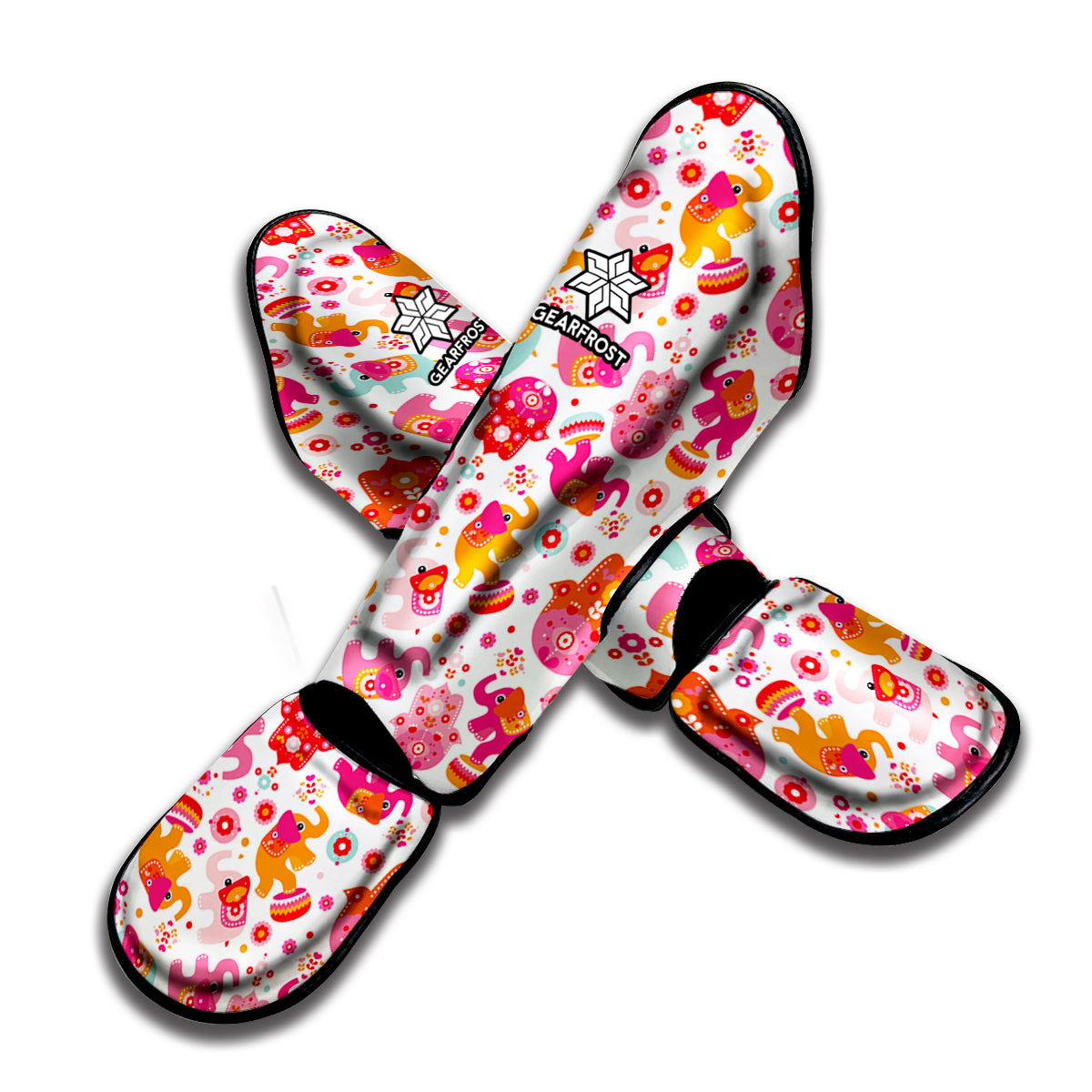 Girly Elephant And Hamsa Pattern Print Muay Thai Shin Guard