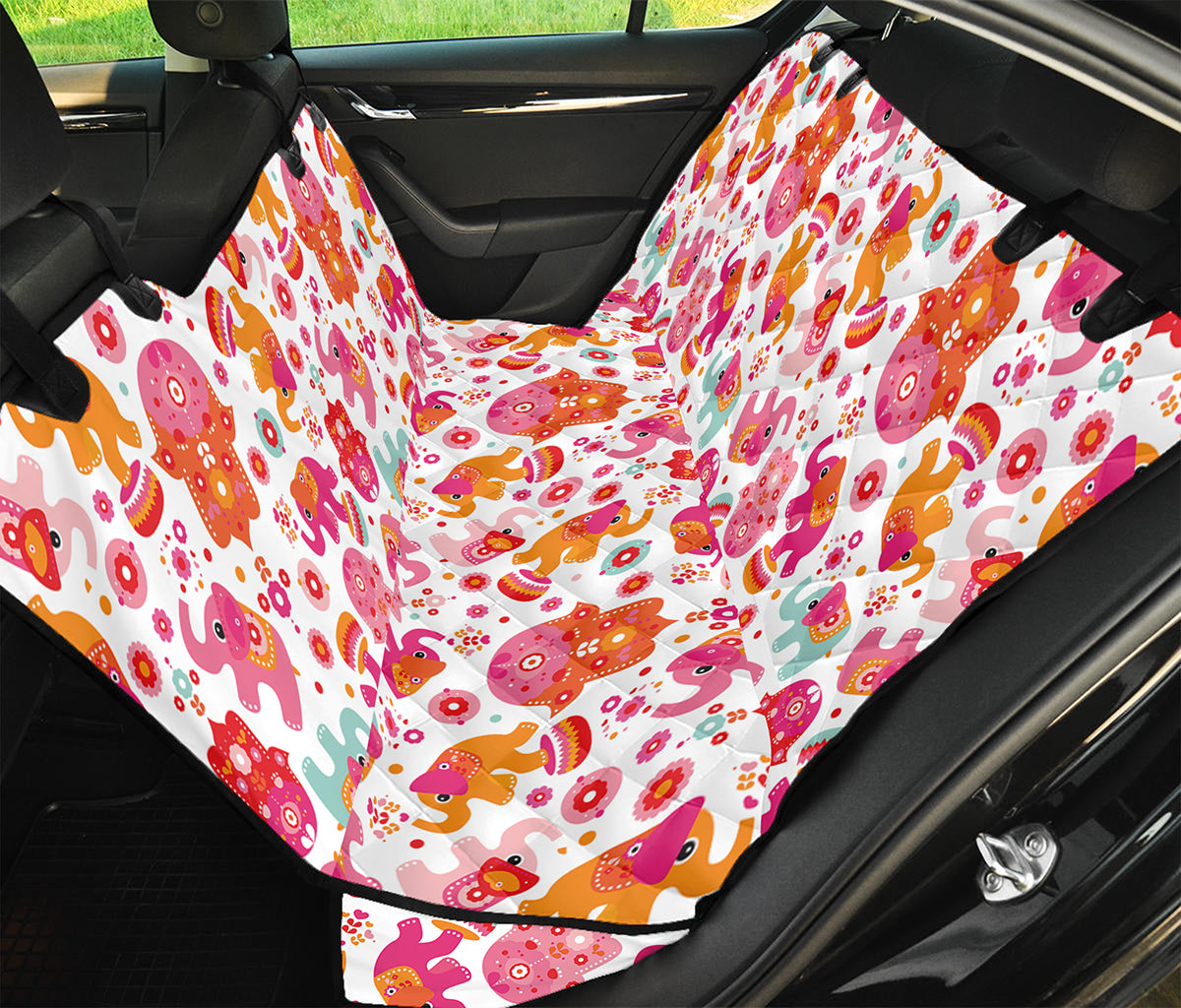 Girly Elephant And Hamsa Pattern Print Pet Car Back Seat Cover