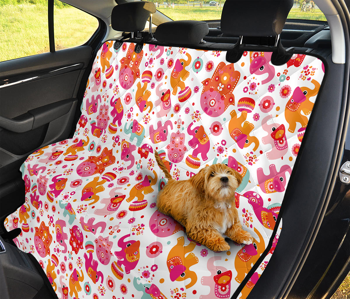 Girly Elephant And Hamsa Pattern Print Pet Car Back Seat Cover