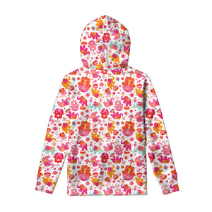 Girly Elephant And Hamsa Pattern Print Pullover Hoodie