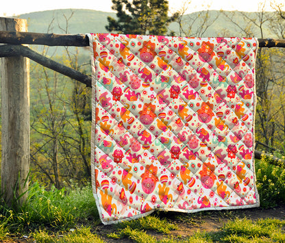 Girly Elephant And Hamsa Pattern Print Quilt