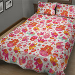 Girly Elephant And Hamsa Pattern Print Quilt Bed Set