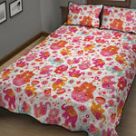 Girly Elephant And Hamsa Pattern Print Quilt Bed Set